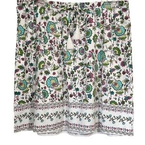 J. Jill Cotton-Blend Knit Elastic Waist Patterned Skirt Size Medium